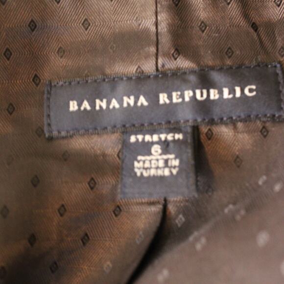 Banana Republic Blazer Women Size 6 Black Wool Blend Stretch Lined Career Jacket - Picture 4 of 5